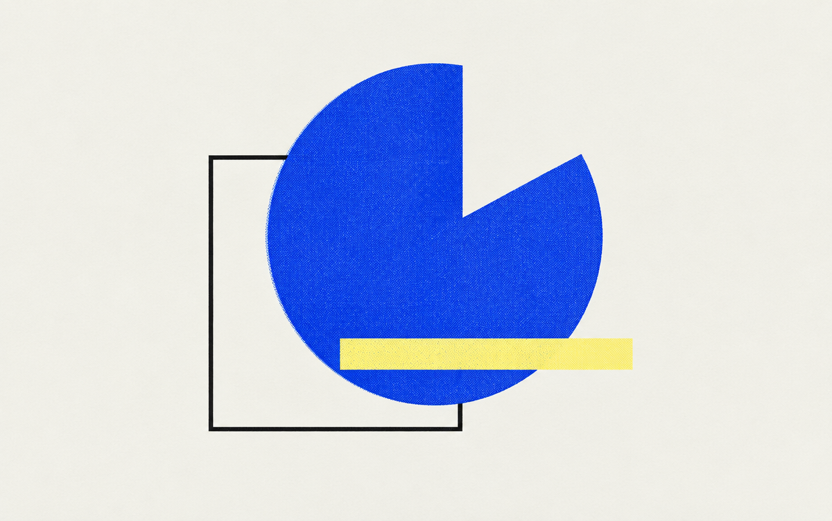 Cover artwork for the latest Missing in Marketing note: a blue circle with a wedge missing, crossed by a yellow stroke